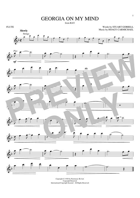 Georgia On My Mind By Ray Charles Sheet Music For Flute Playalong At