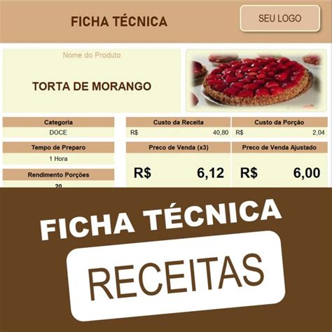 Planilha Ficha T Cnica De Receitas E Pratos Em Excel Smart Planilhas