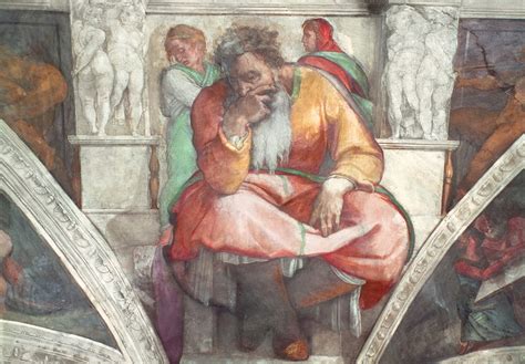 Sixtinische Kapelle Decke Der Prophet Jeremia Vor Der Restaurierung