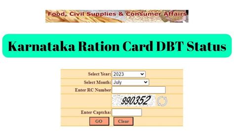 Karnataka Ration Card Dbt Status Link Payment Status