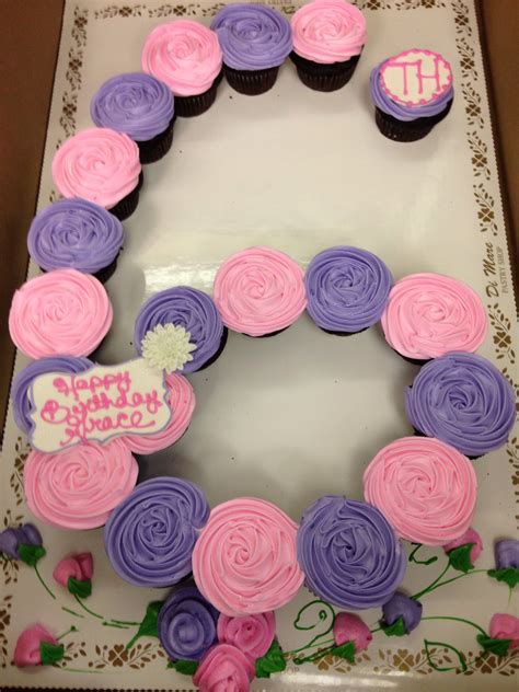 Pink And Lavender Rosette Number 6 Cupcake Cake