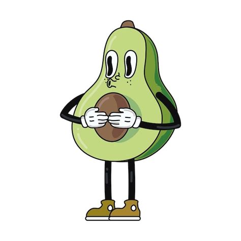 Personaje De Dibujos Animados Vegetal Icono De Aguacate Aislado Vector Gratis