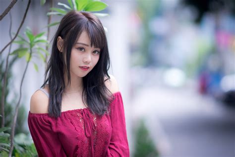 4k Asian Blouse Glance Bokeh Brunette Girl Hd Wallpaper Rare