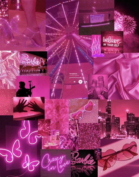 Hot Pink Aesthetic Collage💓💞🎀 Pink Wallpaper Girly Pink Neon Wallpaper Pink Tumblr Aesthetic