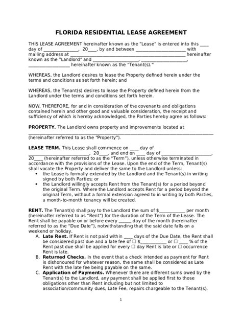 Florida Lease Agreementlegal Templates Doc Template Pdffiller