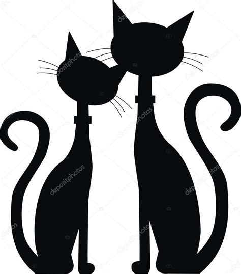 Silhueta De Dois Gatos Pretos Ilustra O De Stock