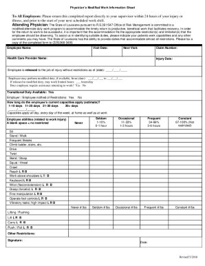 Fillable Online Fillable Online Physicians Modified Work Information