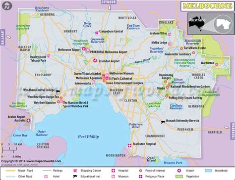 Melbourne Map, City Map of Melbourne, Australia | Melbourne map, Map ...