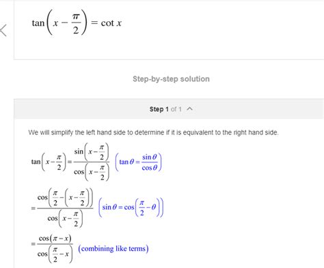 Solved can someone explain how sin (x - pi/2) becomes the | Chegg.com