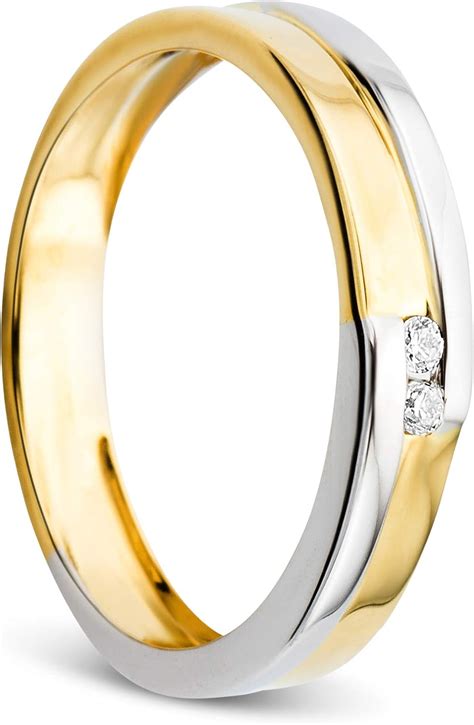 Orovi Damen Ring Bicolor Gelbgold Und Wei Gold Ct Diamant