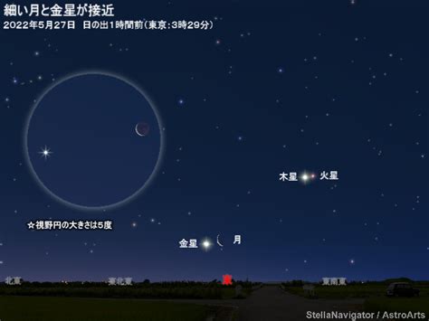 2022年5月27日 細い月と金星が接近 アストロアーツ