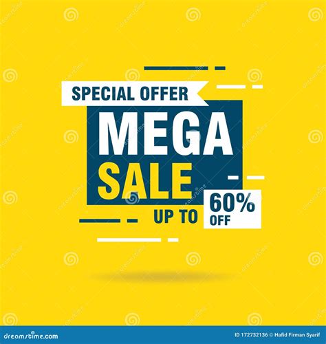 Simple Flat Mega Sale Discount Banner Template Vector Stock Vector