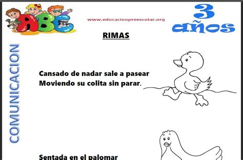 Rimas Para Niños de 3 Años Educación Preescolar