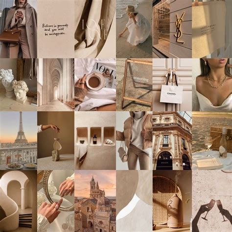 Beige Wall Collage Kit Aesthetic Wall Collage Kit Tan Wall Etsy Beige Aesthetic Aesthetic