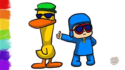 How To Draw Pocoyo And Pato Draw And Color Pocoyo And Pato With