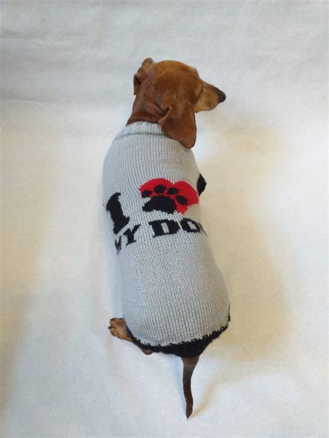 I love my dog dachshund sweater | Dachshund sweater, Dog sweaters, Knit ...