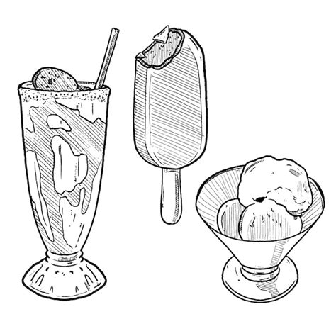 Premium Vector Set Of Sketch And Hand Drawn Dessert And Sweet Ice