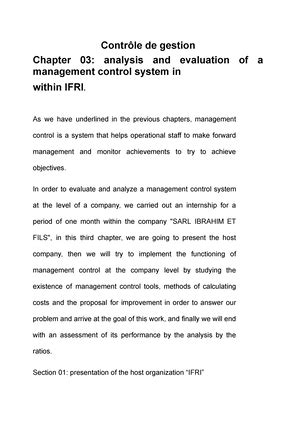 Outils et méthodes de contrôle de gestion - Contrôle de gestion Chapter ... 