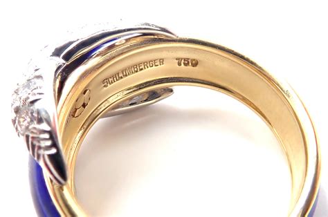 Tiffany And Co Jean Schlumberger Diamond X Blue Enamel Gold Platinum