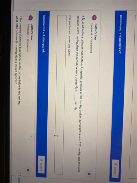 Solved Unanswered 4 Attempts Left Submit Dalton S Law Chegg