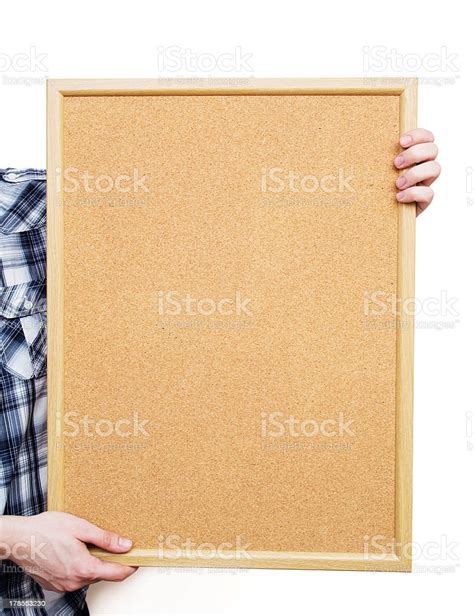 Man Holding Pin Board On White Background Stock Photo Download Image