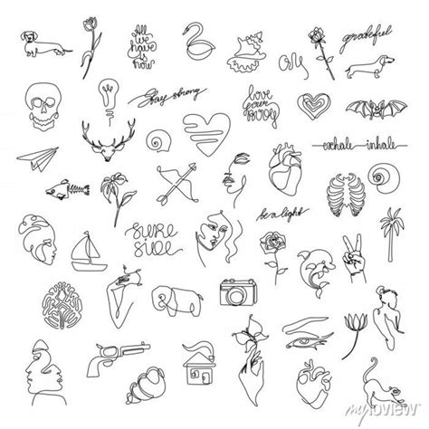 Small Tattoo Set Sticker Design Pack Flash Tattoo Continuous Nas