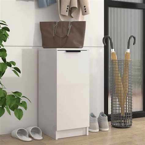 Betsi High Gloss Shoe Storage Cabinet With 1 Door In White Furniture In Fashion