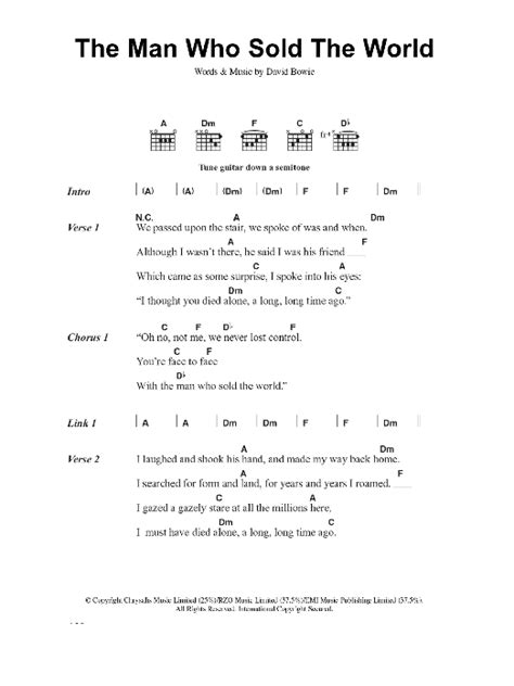 The Man Who Sold The World by David Bowie - Guitar Chords/Lyrics - Guitar Instructor