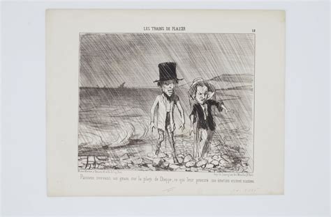 Daumier Lithographie Originale En Noir Et Blanc Les Trains De