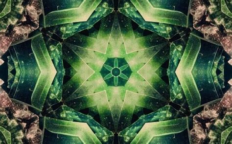 Green Pink Star Kaleidoscope Art Shapes Fractal Abstraction K Hd