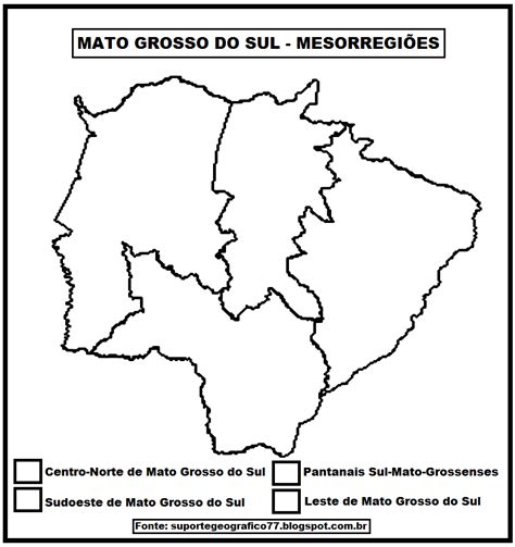 Atividade Com Mapa MesorregiÕes Do Mato Grosso Do Sul Suporte