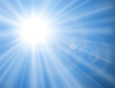 Blue Sky With Glaring Sun Light Sun Burst Stock Vector Illustration