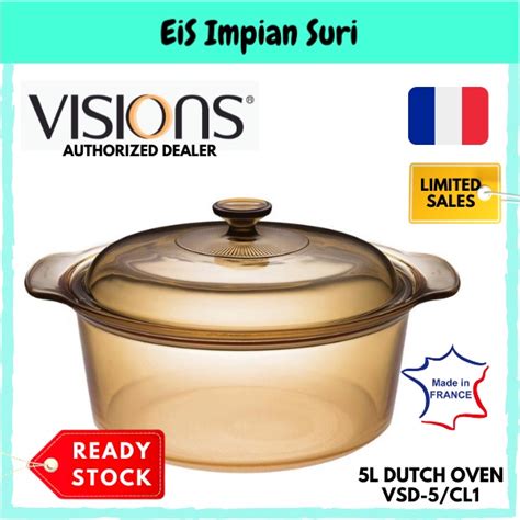 Ready Stock Visions 5l Covered Dutch Oven Pot Vsd 5 Cl Casserole Cookware Pot Periuk