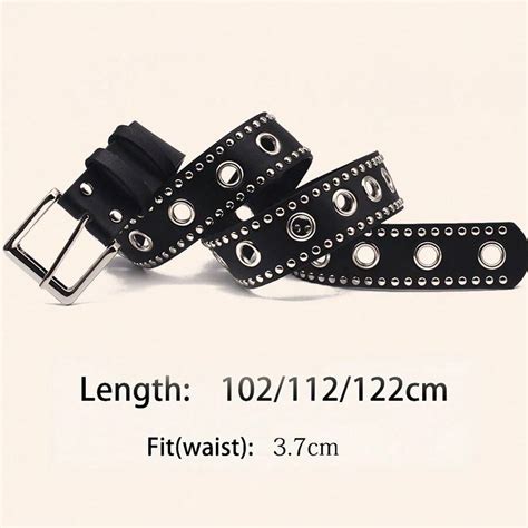 Street H821 Punk Style Perforated Studs Belt Unisex Black Hip Hop Pu