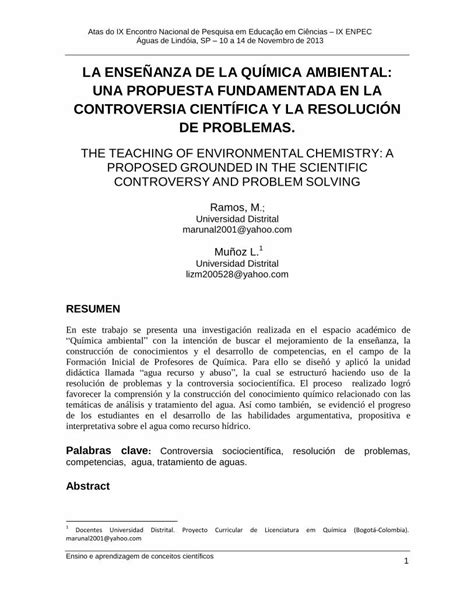 Pdf La Ense Anza De La Qu Mica Ambiental Una Pdf Filela Ense Anza