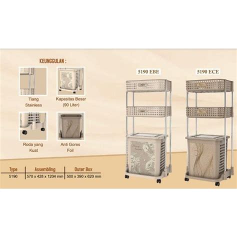 Jual Laundry Basket Naiba Keranjang Baju Dish Rack Roda