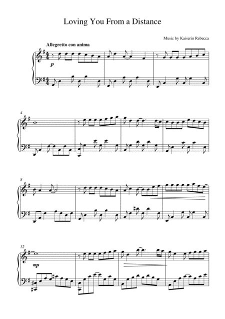 Loving You From A Distance By Kaiserin Rebecca Sheet Music For Piano