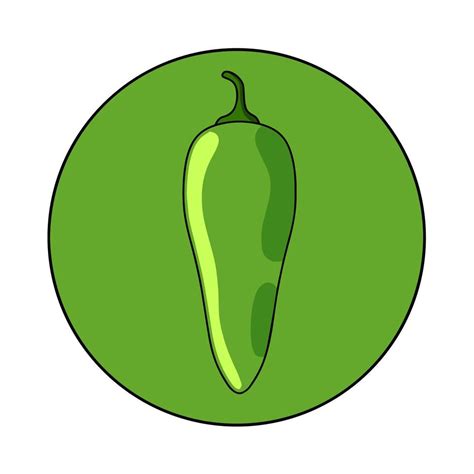 Jalapeno Pepper Spicy Green Chili Mexican Food Isolated Cartoon