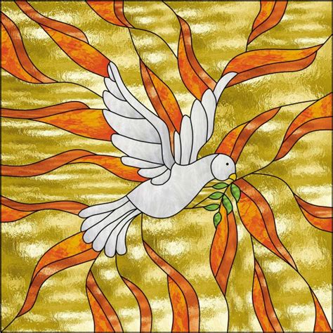 Stained Glass White Dove Window Panel