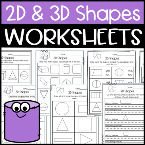 D And D Shape Worksheets Shape Attributes Halves Fourths Names Of