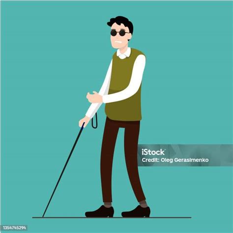 Blind Man Illustration Cane Person Stock Illustration Download Image Now Adult Adults Only