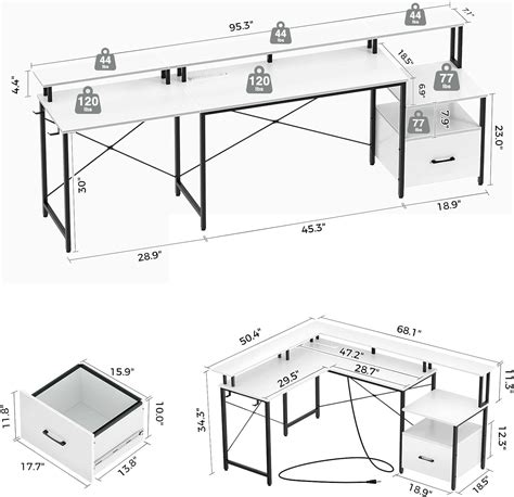 Buy Rolanstar Reversible L Shaped Computer Desk With Power Outlet Led