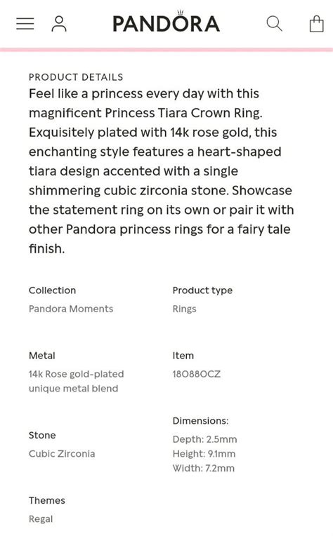 Pandora Princess Tiara Crown Ring Women S Fashion Jewelry