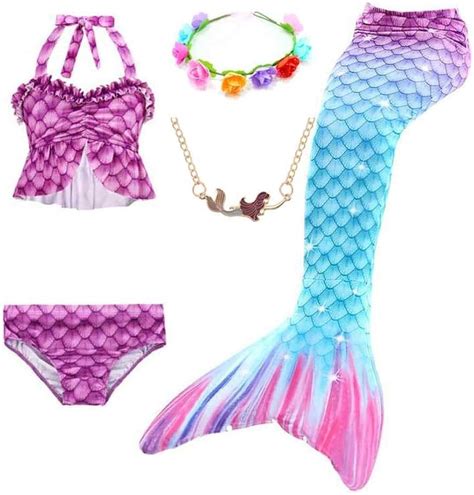 Neiyi Meerjungfrau Flosse M Dchen Tier Cosplay Sparkle Mermaid Tail Mit Monofin Bikini Bademode