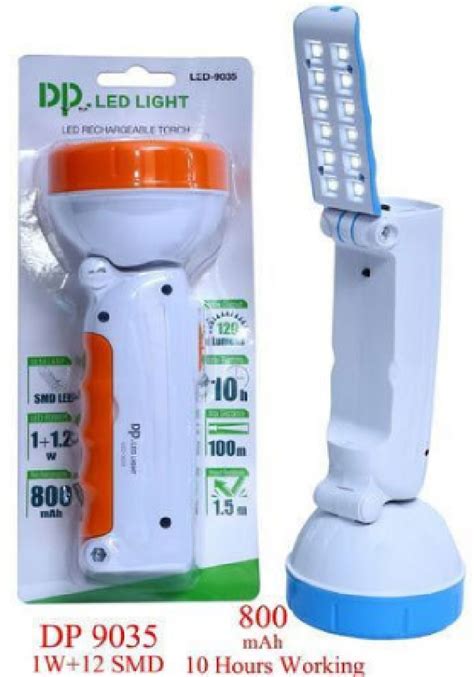 Abs W Dp Rechargeable Led Torch Cool White Capacity Mah