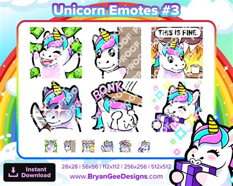 Einhorn Twitch Emotes Dono Lurk This Is Fine Hit Evil Knife Geschenk