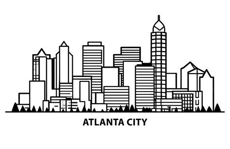 Flat Vector Illustration Of Atlanta City Atlanta City Skyline