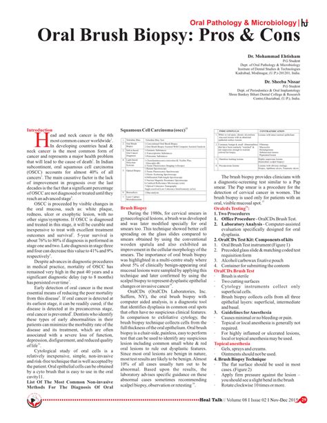 (PDF) Oral Brush Biopsy: Pros & Cons