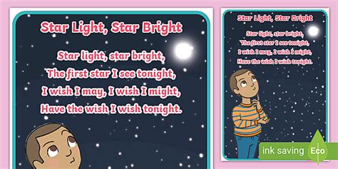 Star Light, Star Bright Nursery Rhyme Display Poster