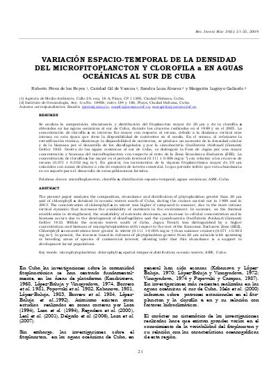 VARIACIÓN ESPACIO TEMPORAL DE LA DENSIDAD DEL MICROFITOPLANCTON Y